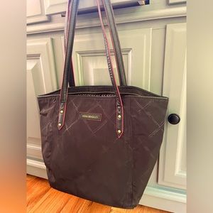 Black Leather Strapped Vera Bradley Tote